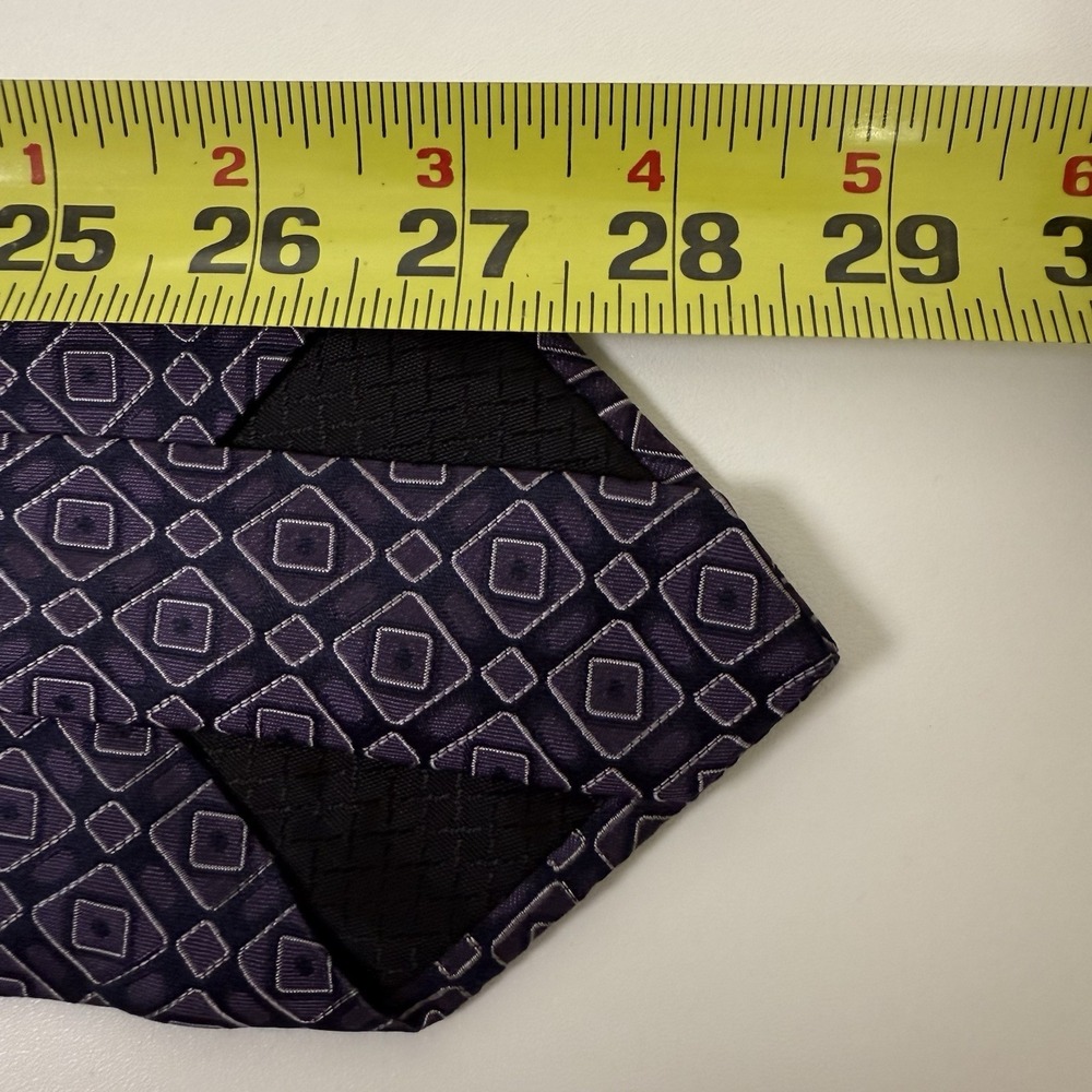 Lot Of 2 Bachrach Silk Necktie Purple Blue 60"x3.5" Geometric Classic Simple - Picture 7 of 14